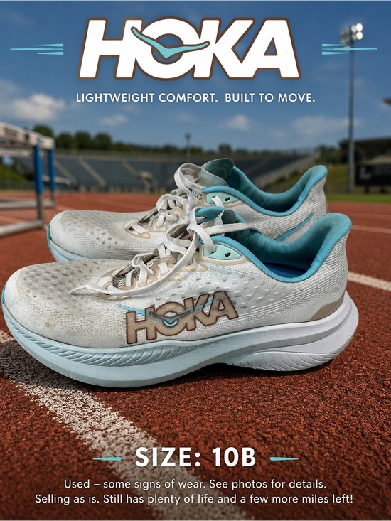 Hoka Shoes - Hoka Women's Athletic Shoes in White and Teal Size 10B